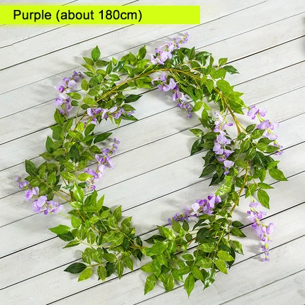 purple Xuanxiaotong 180 см Wisteria Искусственные цветы из ротанга Свадебные цветы украшение арки Настенный декор поддельные цветы лозы - Цвет: purple