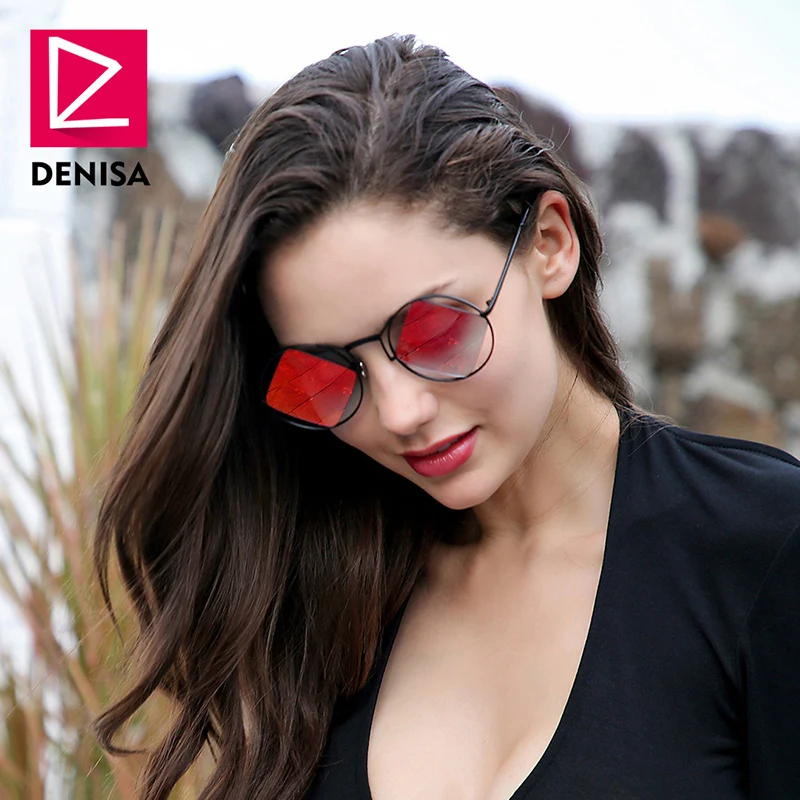 DENISA, Ретро стиль, круглые солнцезащитные очки для женщин и мужчин, модные, стимпанк, Ретро стиль, Ромб, солнцезащитные очки для девочек, UV400, lunette de soleil femme G18034