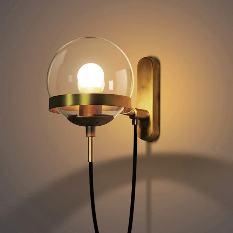 Nordic Retro Glass Lampshade Led Wall Lamps Industrial Style For Bedroom Bedside Aisle Mirror Light Sconce Free Shipping | Лампы и