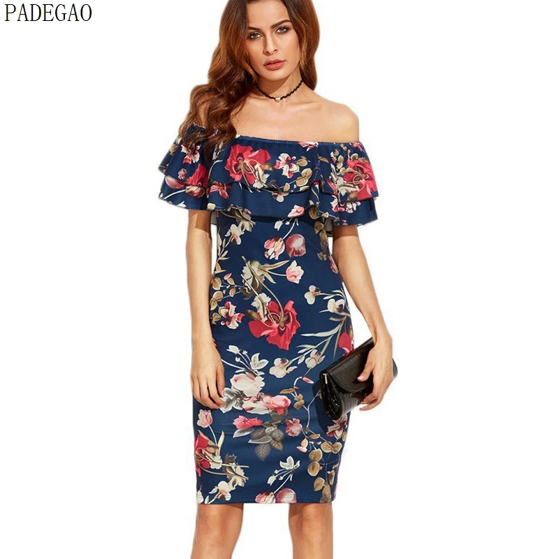 Padegao/2017 Лето Bodycon платье Двухслойное Лодка шеи сексуальный спинки печать обувь