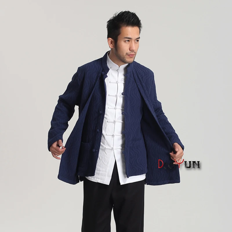 Китайские традиционные Мужские куртки из хлопка и льна с имитацией двух