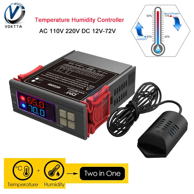 SHT2000 AC 110 В 220 DC 12 10A цифровой регулятор температуры и влажности домашний термостат