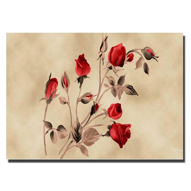 Красная роза цветы холст настенные картины классический стиль большие размеры