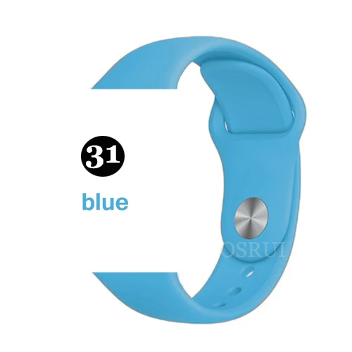 31-blue Ремешок для apple watch correa 42 мм 38 мм iwatch серия 44 мм 40 мм 5 4 3 спортивный силиконовый браслет аксессуары для apple watch - Цвет ремешка: 31-blue
