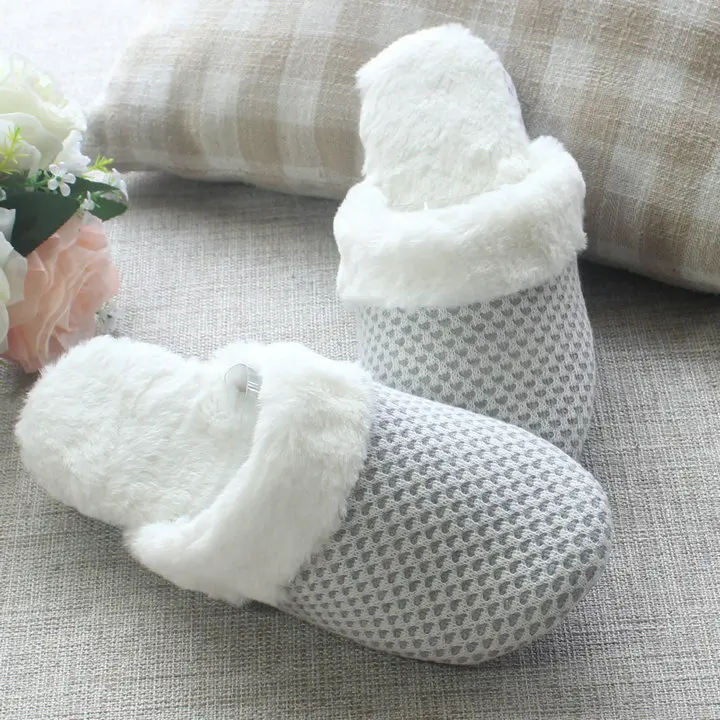 Домашние тапочки Для женщин мужчин плюшевые вязать Стиль женские домашние пара