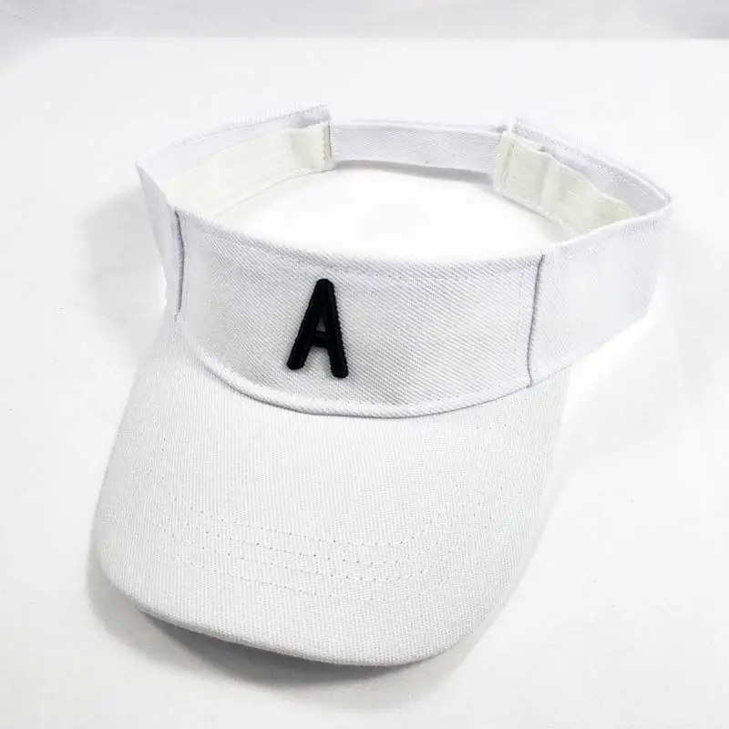 Белый Men Women's Summer Twill Sun Visor Cap Embroidery Letter Running Hiking Golf Tennis Cap Casual Style Black White Adjustable - Цвет: Белый