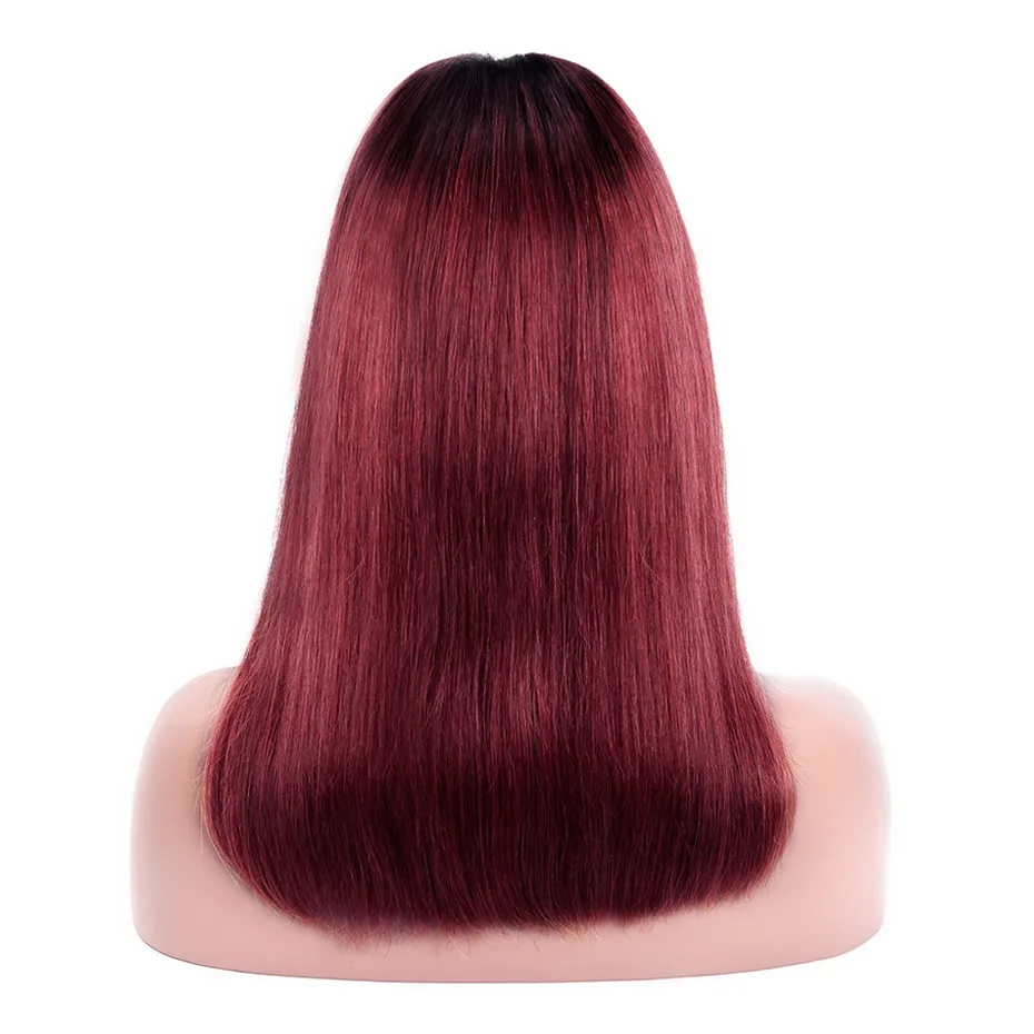 Stema Ombre 1B розовый/красный короткий парик с кружевом для черных женщин бразильские
