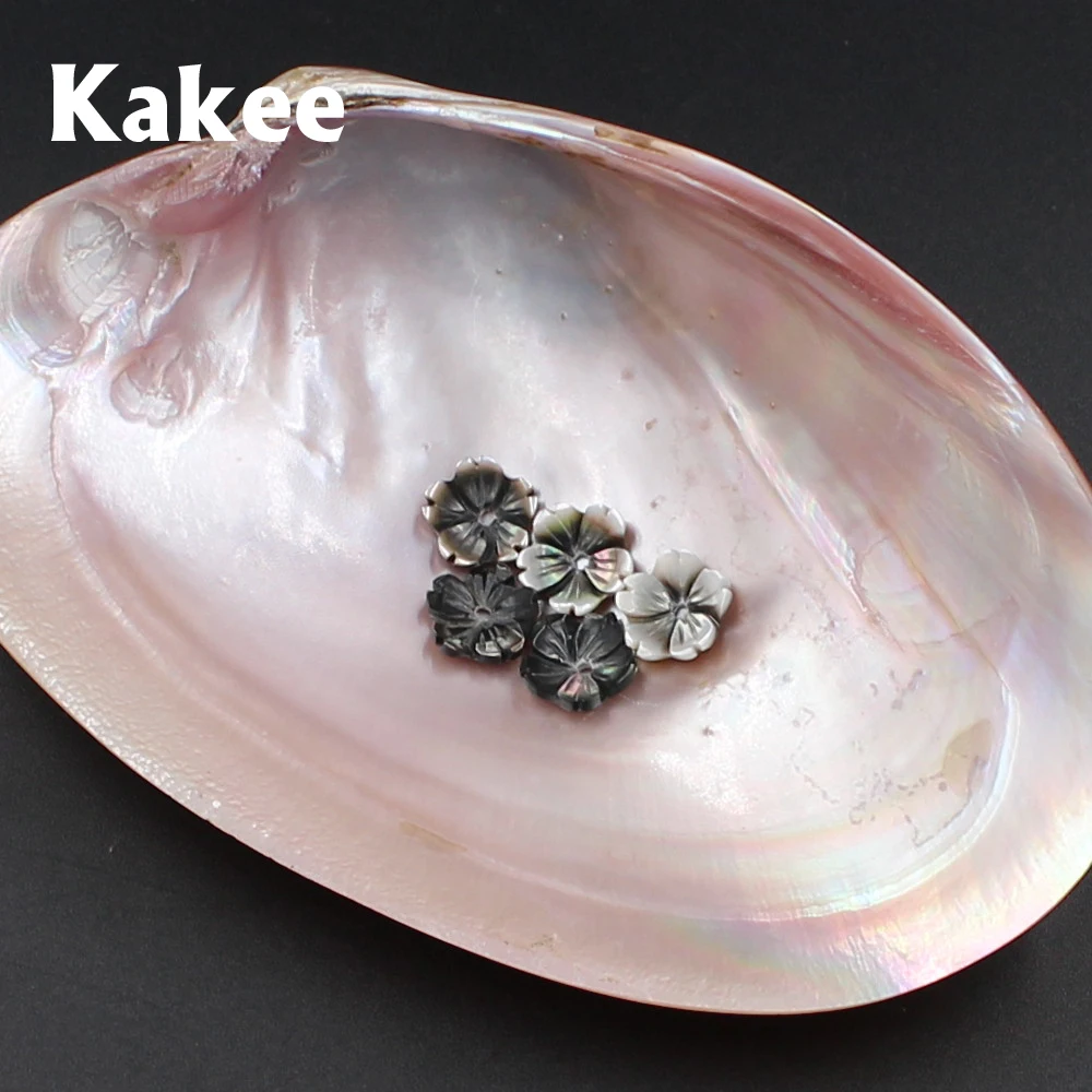 Каки натуральный резной цветок черные амулеты перламутровый корпус бисер для