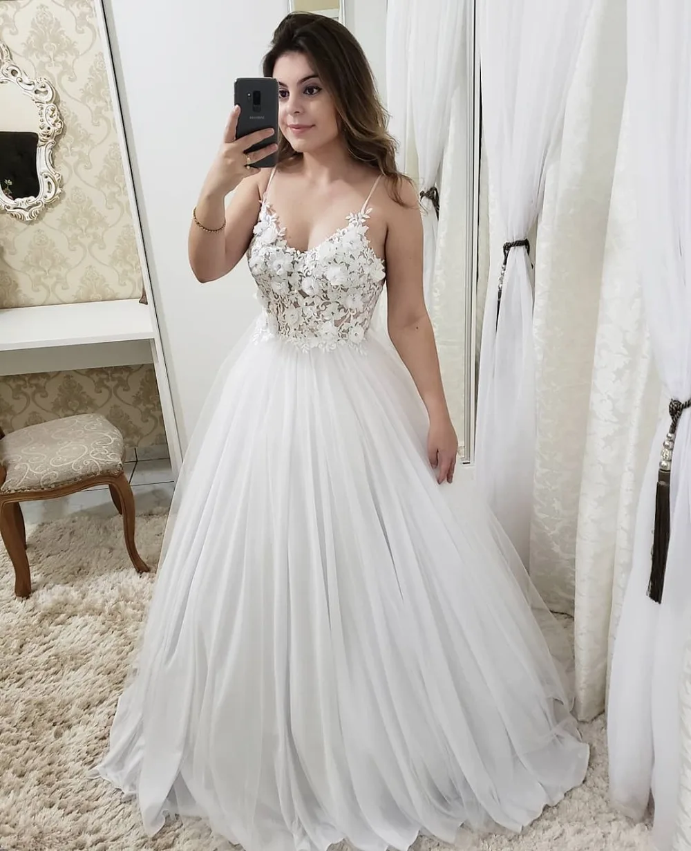 Простые Длинные Свадебные Платья с цветочным принтом 2019 сексуальные V образным