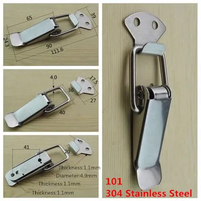 101 Stainless Steel 1 шт. металлизированный никель/304 нержавеющая сталь засов застежка, тумблер защелка, защелки прицеп, пружинная карта пряжка - Цвет: 101 Stainless Steel