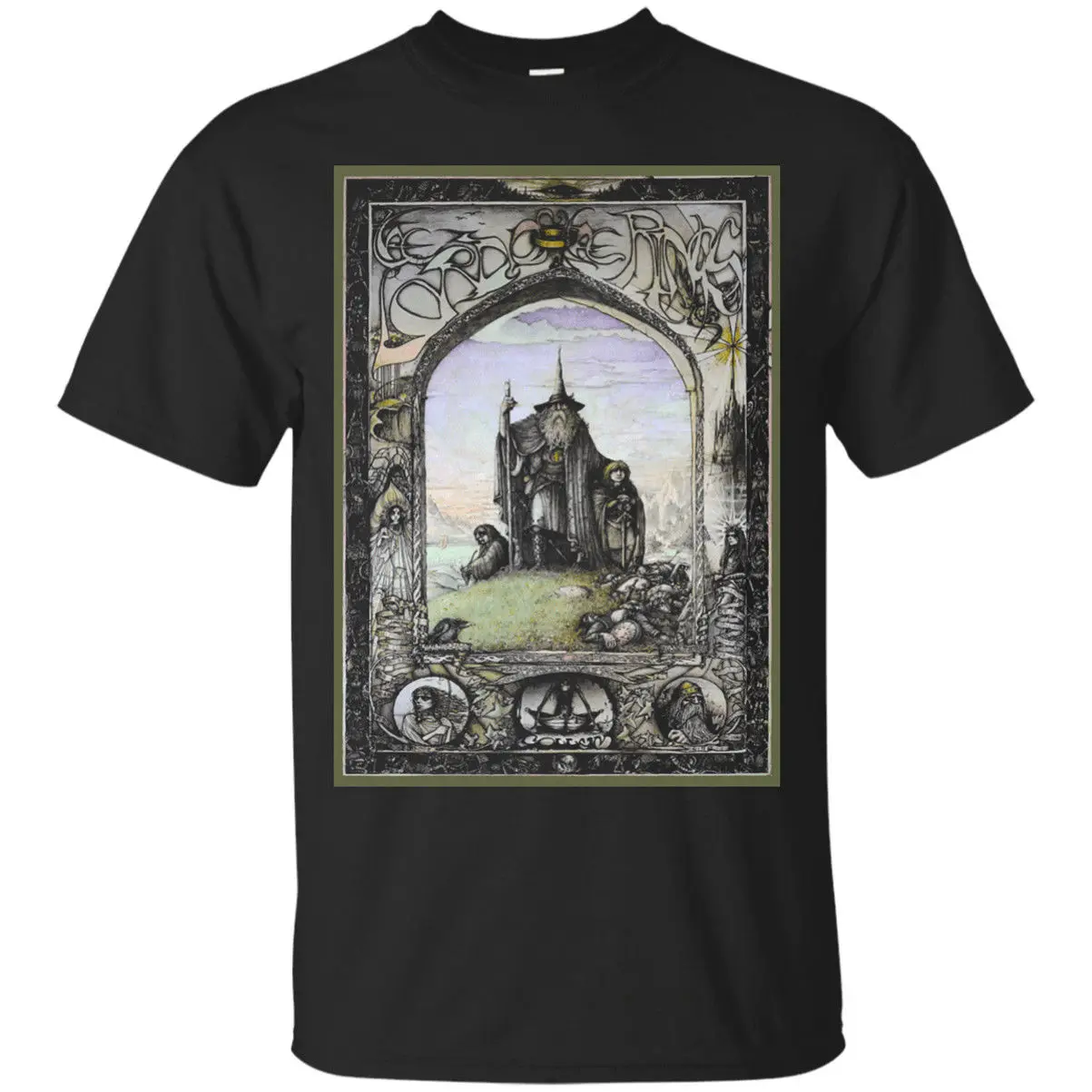 Властелин колец Черная Мужская футболка (дизайн 3) Футболка мужская черная