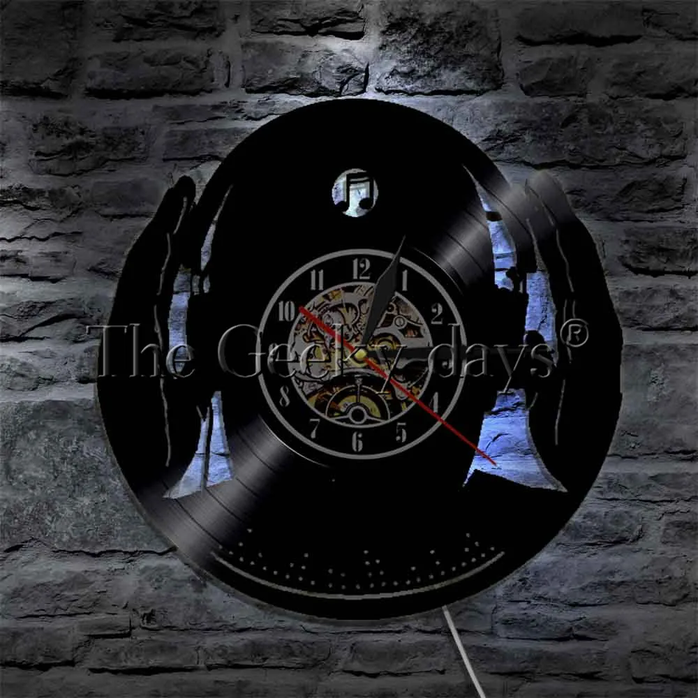 DJ настенные часы Клубные вечерние микс танец ритм музыки для наушников Виниловая