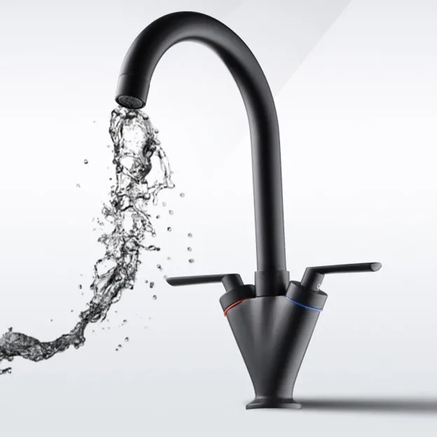 Новое поступление черный латунный поворотный носик с двумя ручками кухонный бар