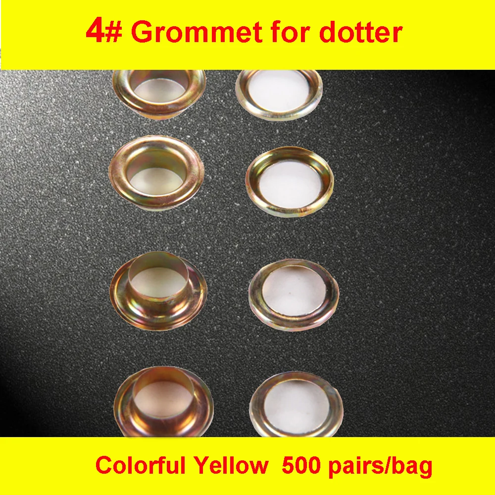 

4# Colorful Yellow Iron Grommet Eyelet for Manual Eyelet Puncher Hand Press Puncher Grommet for Flex Banner 500set/pack