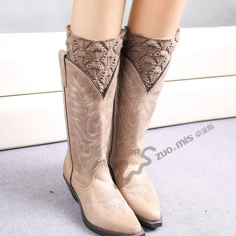 TOIVOTUKSIA Knit Leg Warmers for Women Crochet Gaiters Patterned Boots Leg Warmers Knee Socks