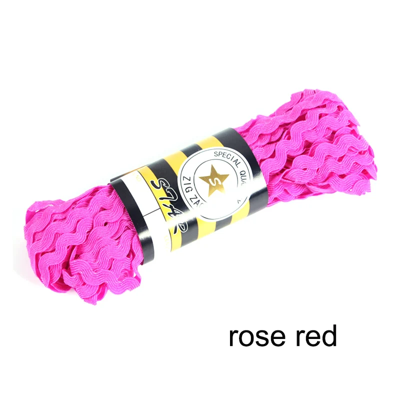 rose red 15 ярдовая разноцветная териленовая лента Ric Rac Zig Zag кружевная обрезная лента для лоскутного шитья, вечерние украшения, принадлежности для рукоделия, ширина 5 мм - Цвет: rose red