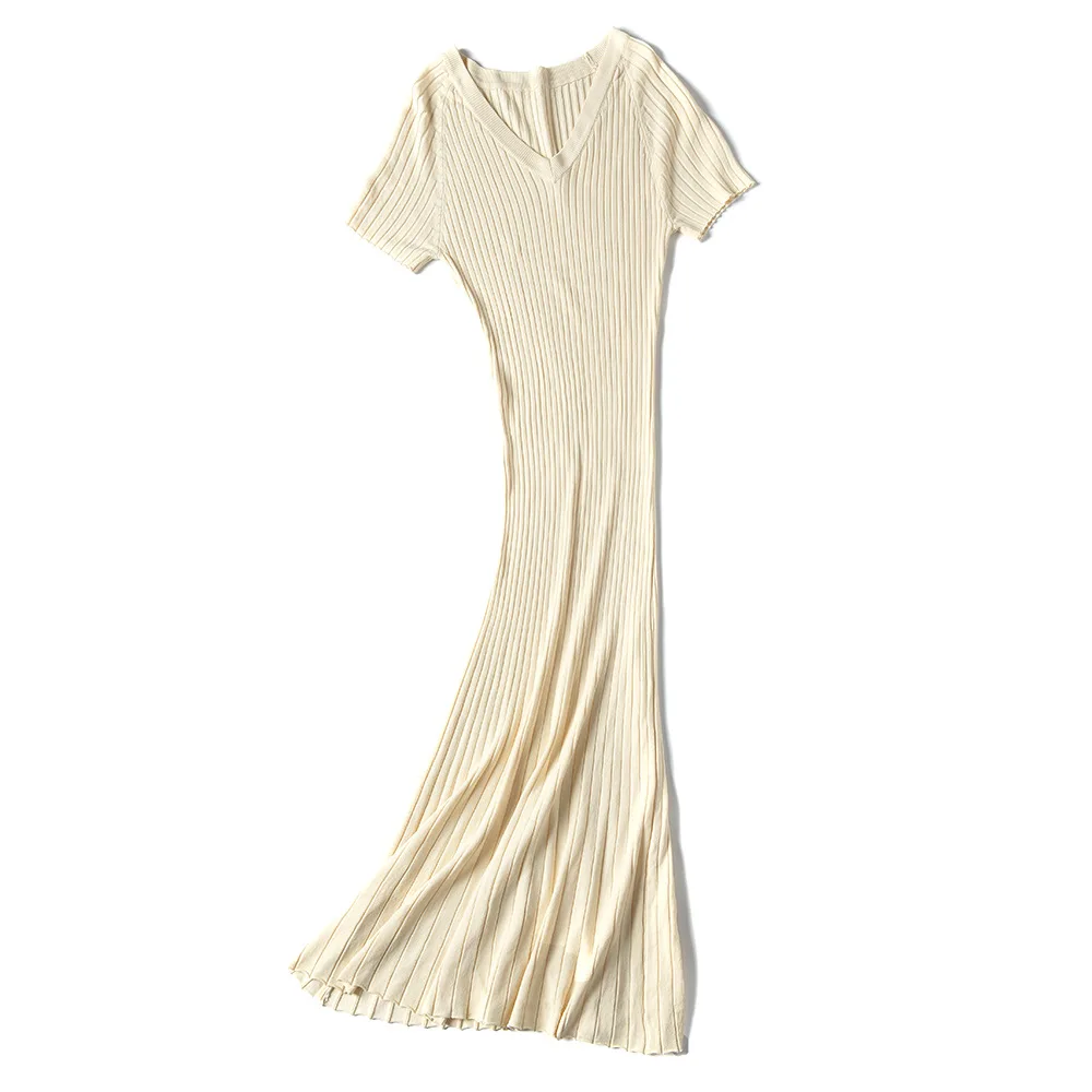 Женская одежда с коротким рукавом Трикотажное макси платье женское длинное