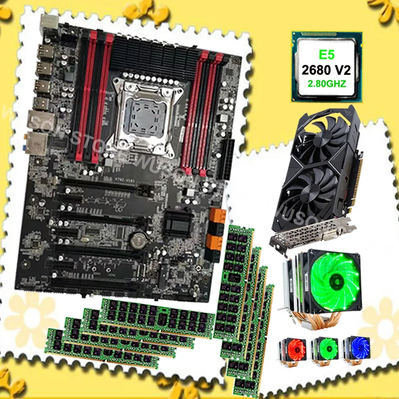 Лучший бренд X79 материнская плата комбо для игровых ПК Intel Xeon E5 2680 V2 SR1A6 кулер