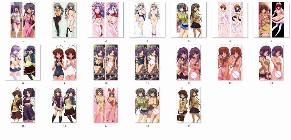 Наволочка для подушки из аниме galgame Clannad Hikari Mimamoru Sakamichi de characters Ibuki Fuuko & Furukawa Nagisa|body