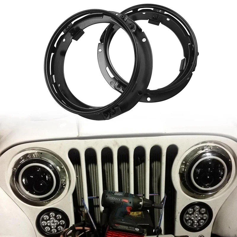 2Pcs Headlight Bracket for Jeep Wrangler 7 Inch Auto Car Mounting Aluminum Alloy Round Ring Bracket(Black) | Автомобили и
