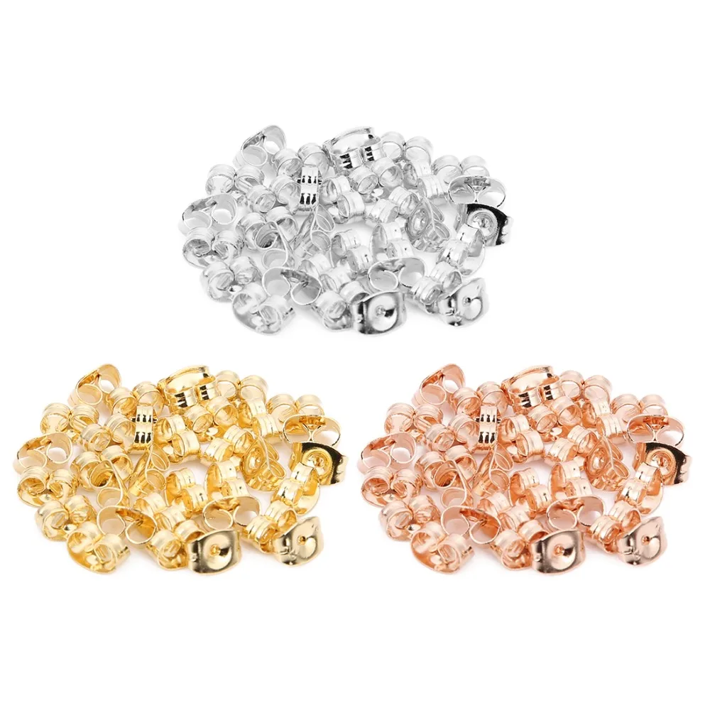 200pcs/lot Stainless Steel Gold Silver Tone Rose Earring Stopper 4.5x6mm Hypoallergenic Back Findings DIY Jewelry | Украшения и