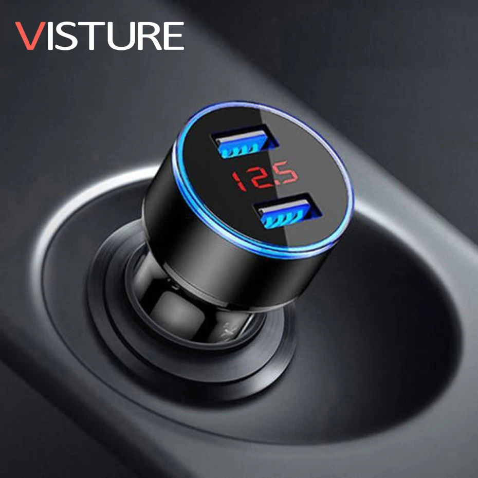 3.1A 5V Dual USB Автомобильное зарядное устройство 3x6 см светодиодный дисплей Быстрая