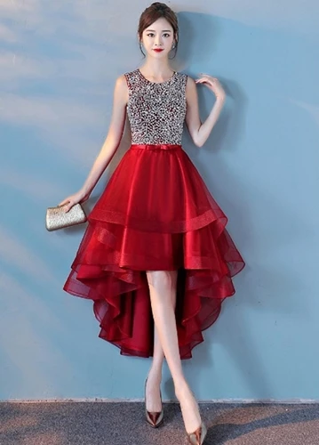 Short Front Coctail Dress Gown Sequin Puffy Dresses For Prom Pinafore Vestido Formal Cocktail Dresses Evening Party TS195 - Цвет: 4
