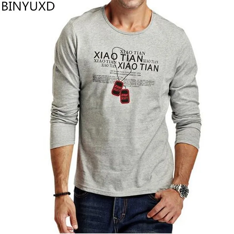 Мужская футболка с круглым вырезом BINYUXD повседневная облегающая длинными