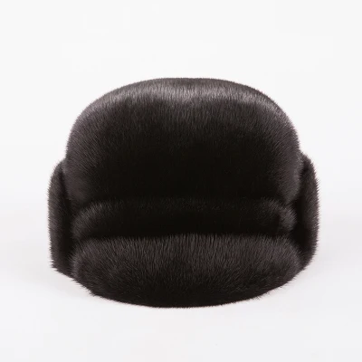 Lek black Мужская шапка из меха норки, новая модная мужская шапка из натурального меха норки, Зимняя Теплая Верхняя шапка, головной убор, берет - Цвет: Lek black