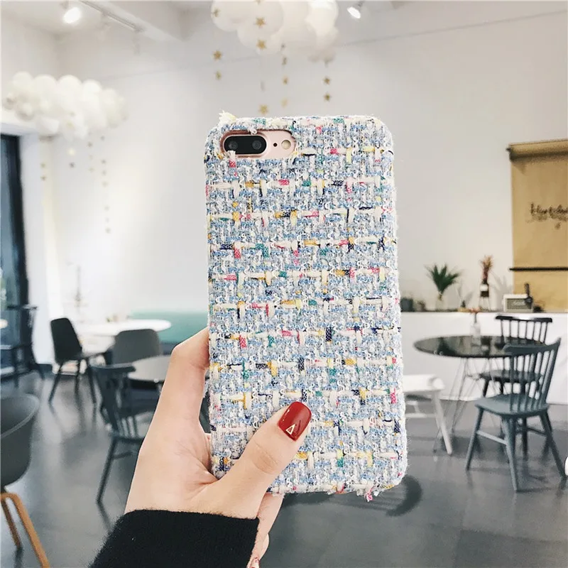 Плюшевые джинсовой ткани в клетку, чехол для телефона для iPhone XS/XR/XS Max ТПУ 7/8 7/8 plus/6/6s чехол(розовый/черный/белый/синий