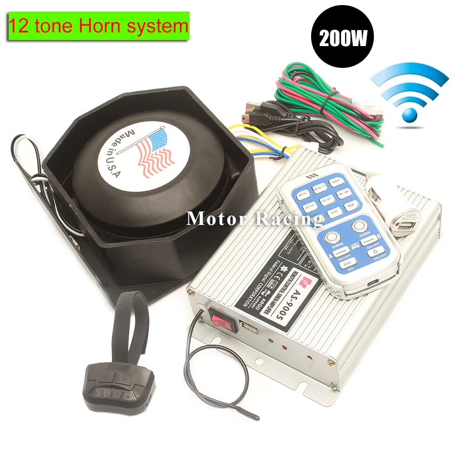 1set horn system Автомобильный полицейская сирена Предупреждение звук Мегафоны громкий Динамик 200 Вт PA MIC Системы авто автомобиль Беспроводной Разъем Рог аварийной сигнализации - Цвет: 1set horn system