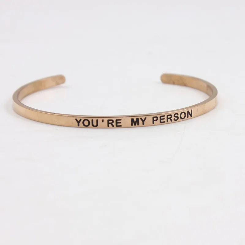 Розовое золото серебро на заказ с гравировкой YOU'RE MY PERSON вдохновляющие цитаты