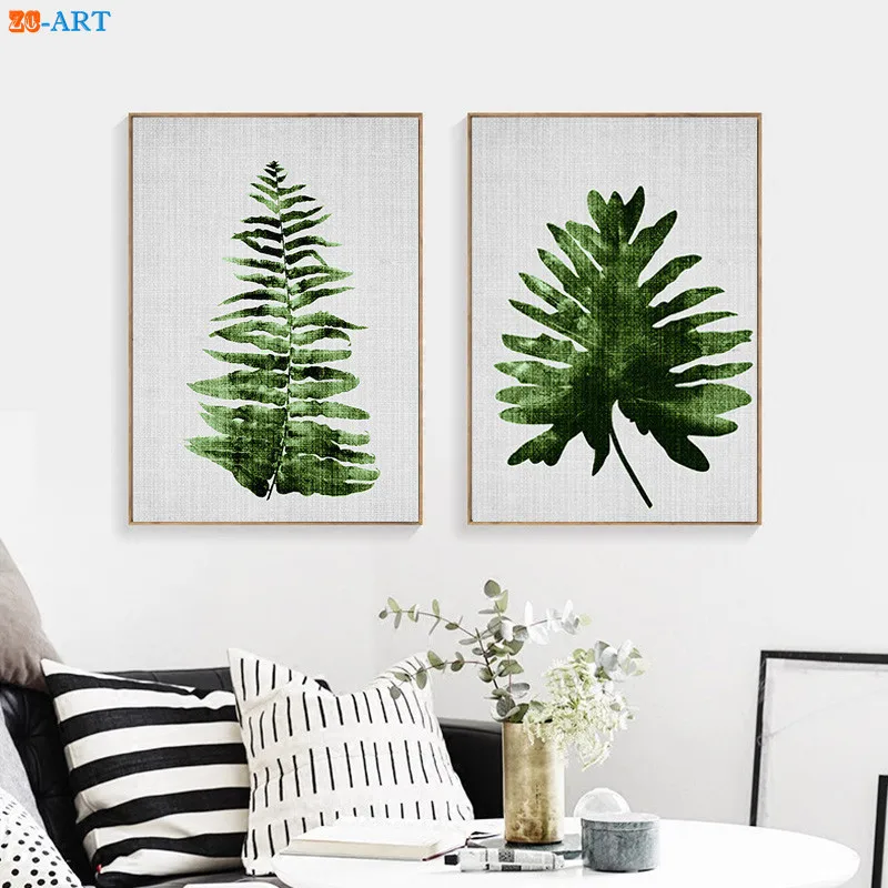 Северный бамбуковый лист печать Тропическое растение настенный художественный