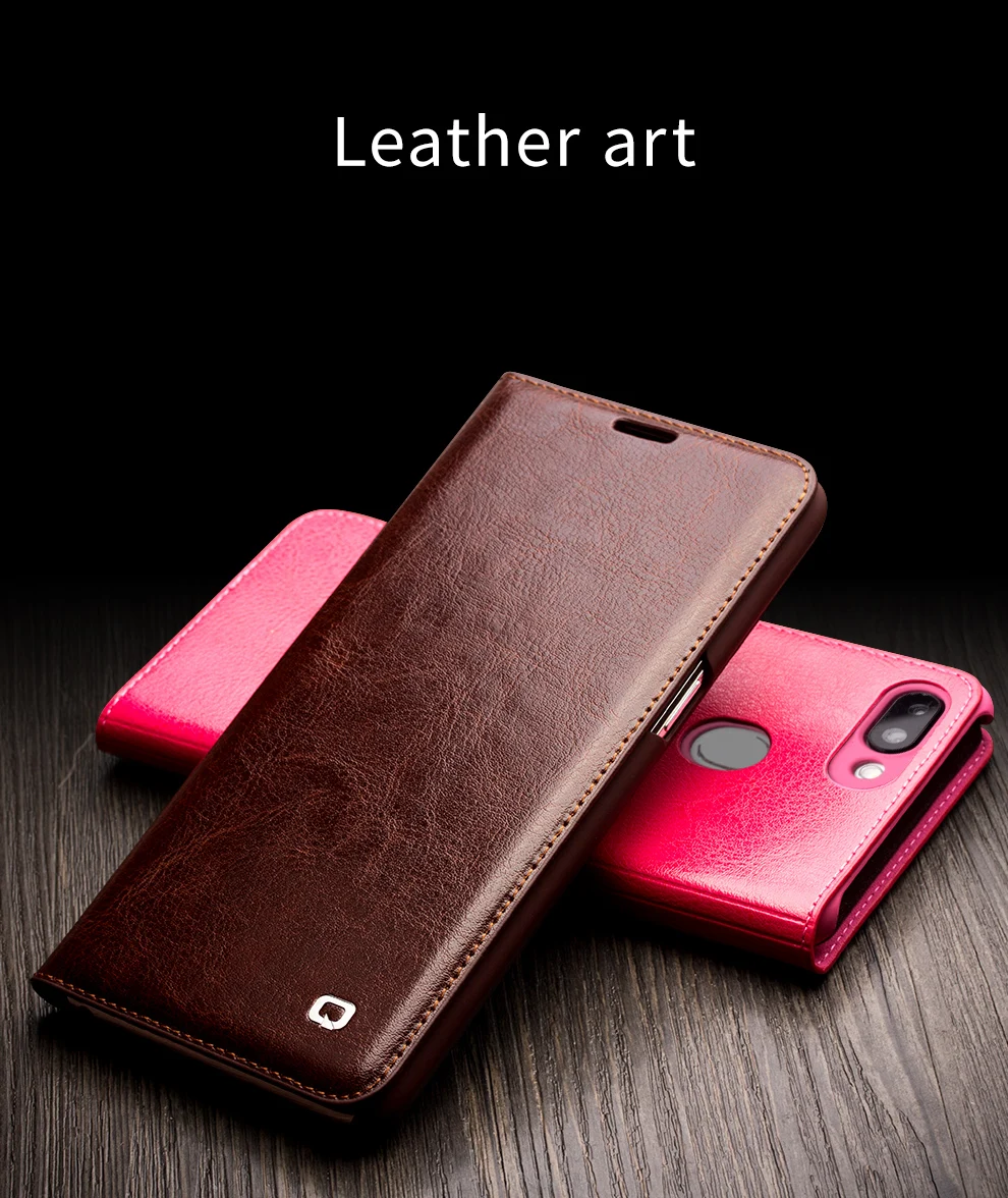 QIALINO, натуральная кожа, Ультратонкий чехол для телефона OPPO R15, роскошный, ручной работы, модный, с отделением для карт, откидной чехол для OPPO R15, 6,28 дюймов