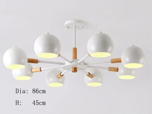 White 8 lights Лампы в скандинавском стиле из твердой древесины Современный минималистичный E27 Светодиодная Люстра для гостиной столовой ресторана спальни кабинета - Цвет корпуса: White 8 lights