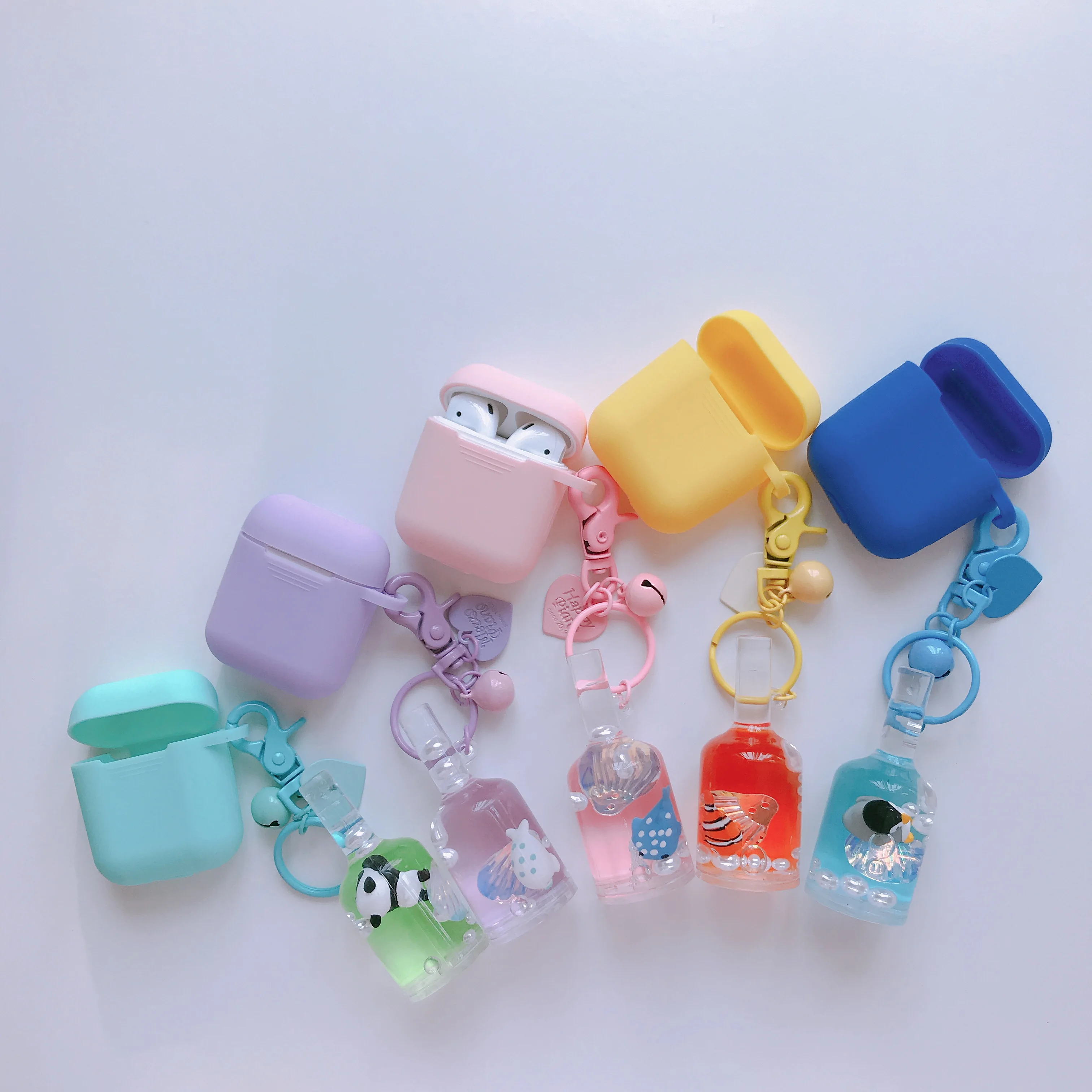 For airpods silicon drifting bottle bag soft shockproof cover with Cute cartoon liquid doll for wireless earphone protect case |