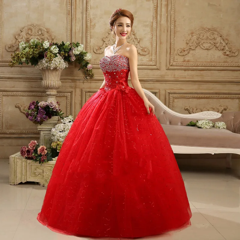 2015 Factory Sale White Red Vestido De Noiva Organza Bride Dresses Made in China Top Selling Casamento Aliexpress A052A|dresse|dress pandabrides mom