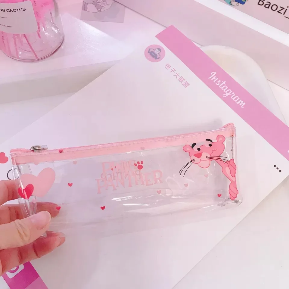 Милый прозрачный Розовая пантера Карандаш Чехол Clear ручка сумки Kawaii Фламинго Карандаш Чехол s для Канцелярия для мальчиков офисные школьные принадлежности, блокноты - Цвет: 1