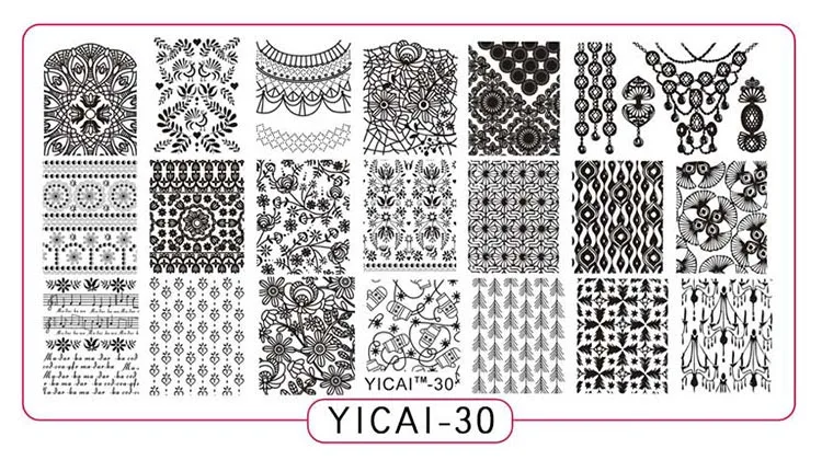 YICAI30 1 шт геометрический дизайн ногтей штамповка шаблон отрицательное пространство головоломка рисунок Тыква Цветы штамп ногтей маникюр ногтей штамповка пластины - Цвет: YICAI30