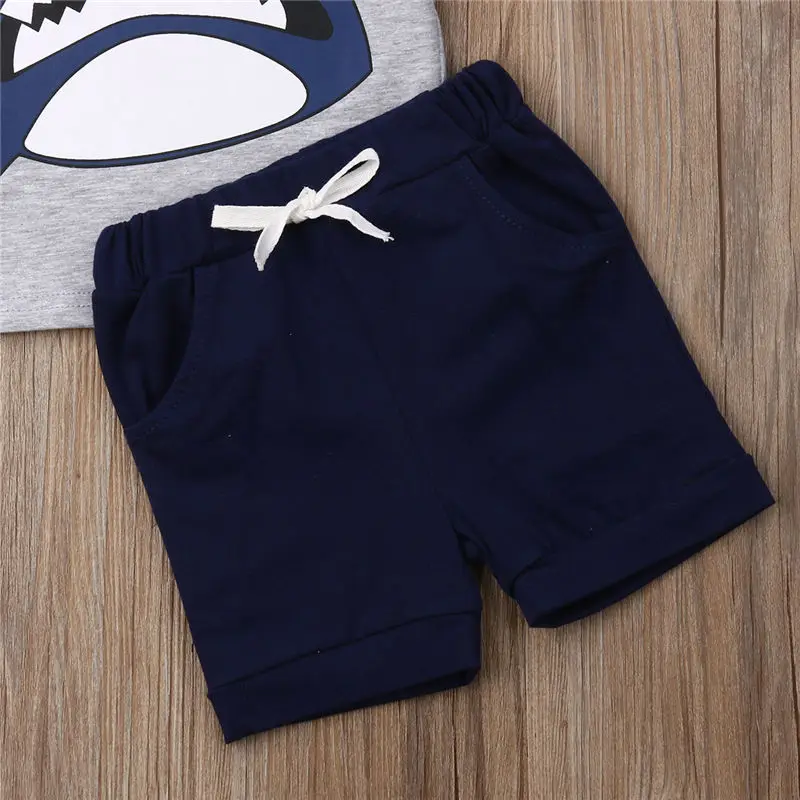 2019 0-3T Newborn Baby Boys Clothes Set Infant Shark Outfit Kids Short Sleeve T-shirt+Shorts Toddler Children Summer 2pcs |