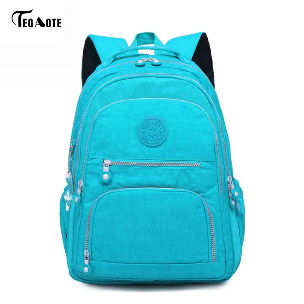 TEGAOTE, школьный рюкзак для девочек-подростков, Mochila Feminina, женские рюкзаки, нейлоновый водонепроницаемый повседневный рюкзак для ноутбука, женский рюкзак - Цвет: Небесно-голубой
