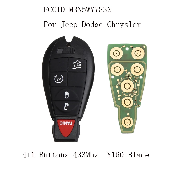 433Mhz M3N5WY783X 433 МГц PCF7941 чип Y160 лезвие Замена Брелок без ключа для Dodge 08-14 Grand Caravan 09-13 путешествие для Dodge M3N5WY783X - Цвет: 433Mhz M3N5WY783X