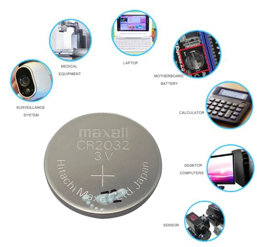 

100pc maxell original brand new battery cr2032 3v button cell coin batteries for watch computer toy remote control cr 2032