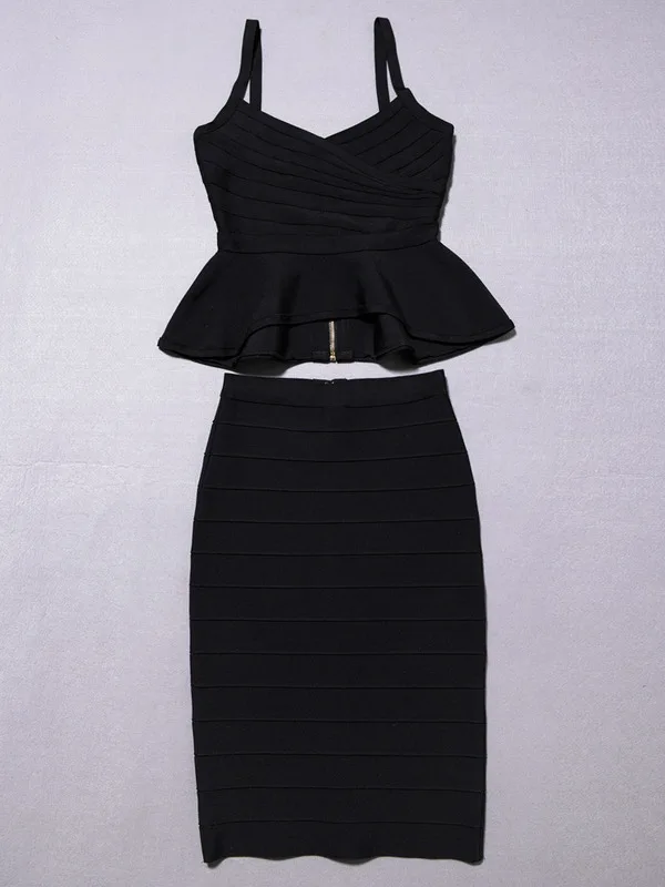Платье женское без рукавов сексуальное 2 шт. Бандажное облегающее черное белое