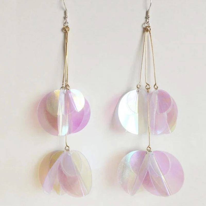 Индивидуальные разноцветные круглые висячие серьги с бахромой и длинным крючком