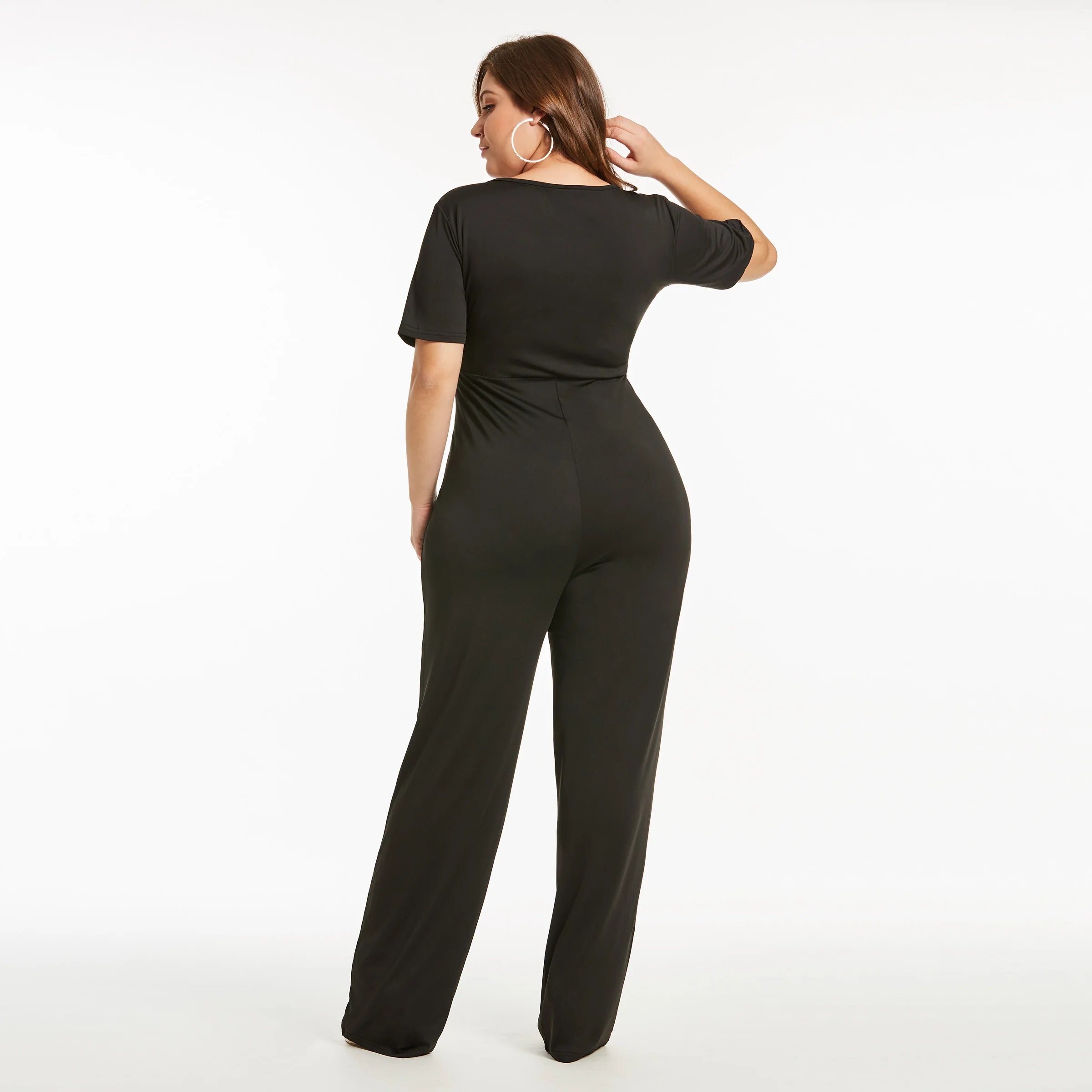 

Plus Size Jumpsuit Women Summer Hollow Out Sexy Romper Streetwear Fashion Full Pants Playsuits Bandage Straight Slim Jumpsuits