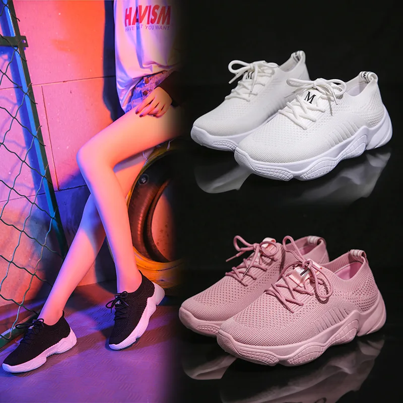 Новые кроссовки Flyknit Женская Вулканизированная обувь легкая повседневная для