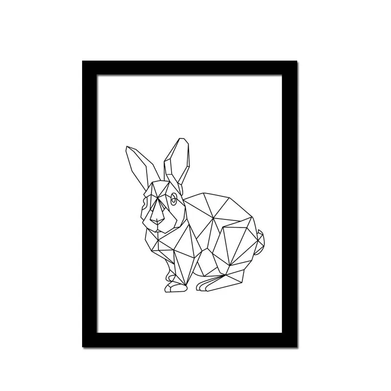 Super Interesting Design Nordic Minimalist Triptych Geometric Rabbit Art Canvas Print Wall Painting Posters for Chic Home Decor | Дом и сад