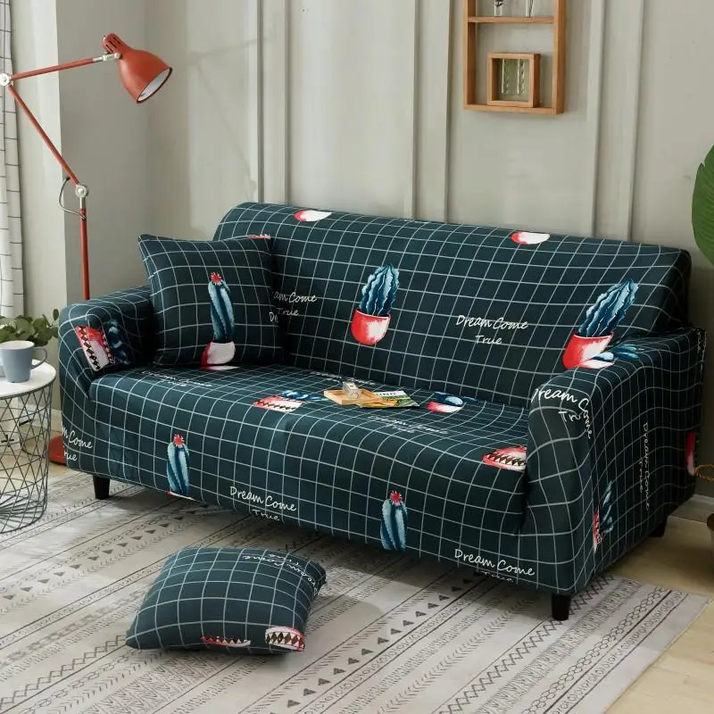 Cactus Potted Plant Elastic Sofa Protector Cover for Living Room Slipcovers Sectional L Shape Sofacover 1/2/3/4 Seater | Дом и сад