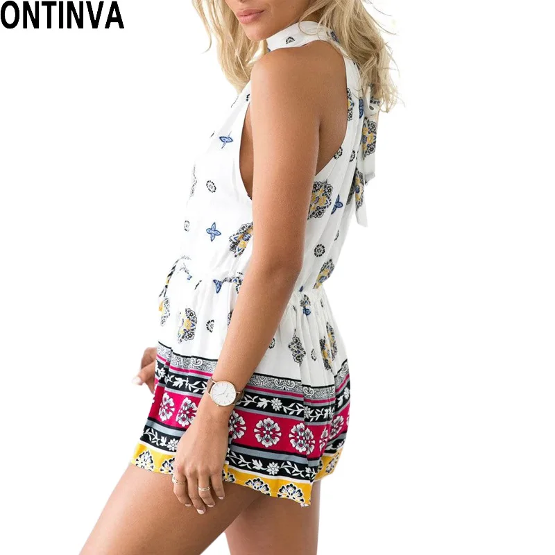 2016 Холтер Детский Комбинезон Женщин Цветочный Шорты Женские Один Кусок Одежды с